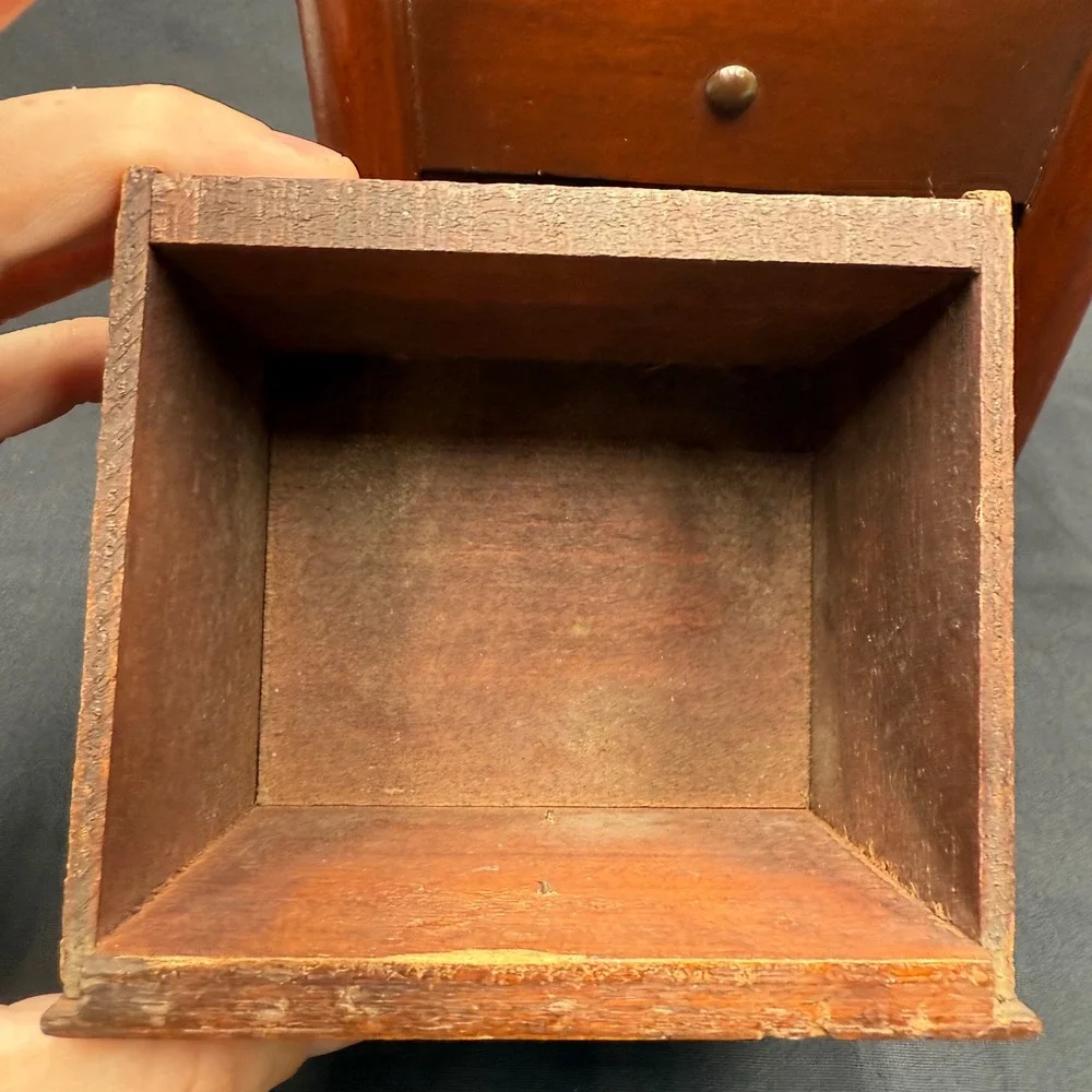 Vintage Wooden Jewelry Box Mini Dresser Chest Art Deco Trinket Cabinet